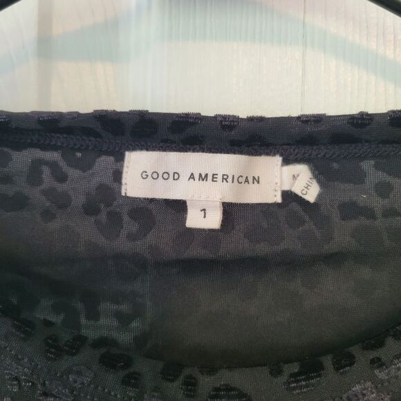 Good American Black Velvet Leopard Print Bodysuit Size 1 - Small - Picture 5 of 6